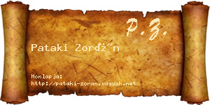 Pataki Zorán névjegykártya